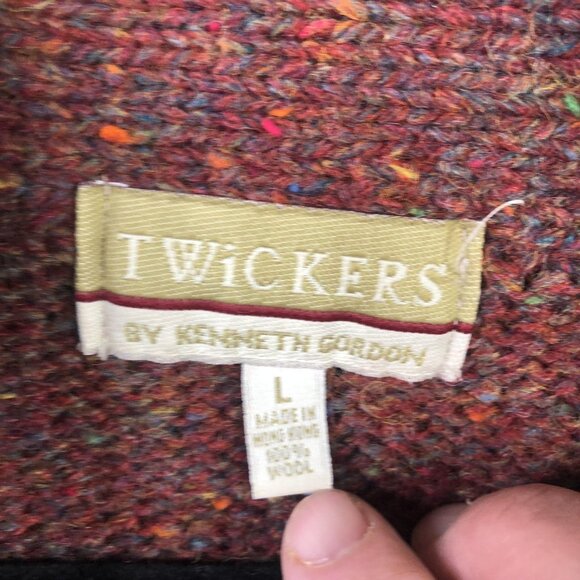 Vintage Twickers Cardigan Sweater Men L Brown Shawl Collar Aztec Wool Concho - Picture 5 of 16